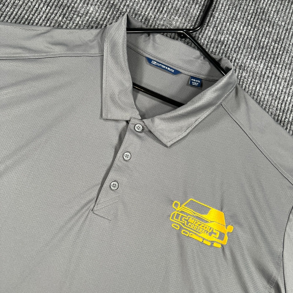 Missouri Tigers Mizzou Polo Shirt Mens 4XB Big Gray Short Sleeve Football SEC